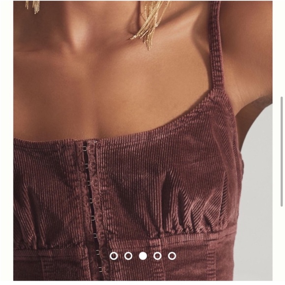 Anthropologie Pilcro Corduroy Corset Top Crop Stretch Back Adjustable Strap Sz 4 - Picture 3 of 14